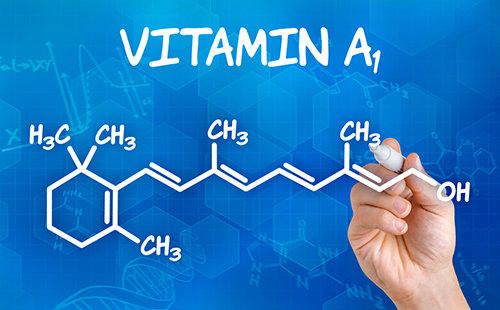 Ръката пише плитка формула на витамин А